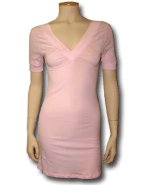 Pink Cotton Tunic Top/Dress Double Deep V
