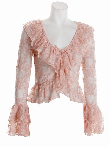 Peach Lace Shrug with Bell Sleeves