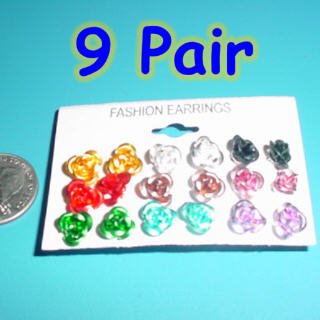 Nine Pack Rose Earrings