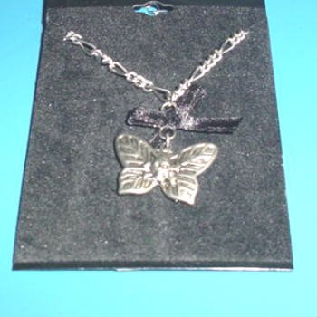 Skull Butterfly Necklace with Black Bow