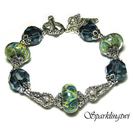 Sterling Silver Paradise Island Lampwork Bracelet, BHV