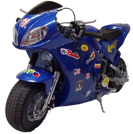 Blue X-Treme Scooters XP-490 Rice Rocket Gas Pocket Bike