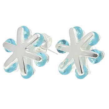 925 Sterling Blue Topaz CZ Earring
