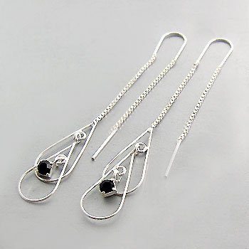 925 Silver with White Black CZ Earring