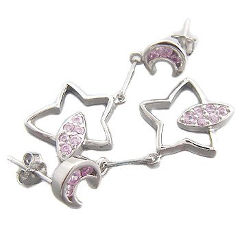 925 Sterling Silver With Pink CZ Earring