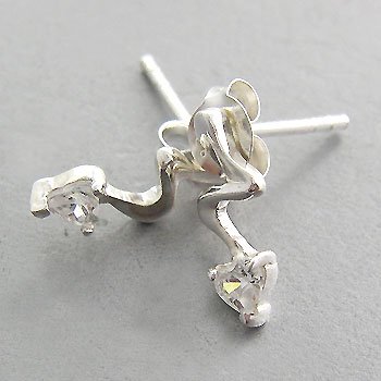 925 Sterling Silver With White CZ Earring