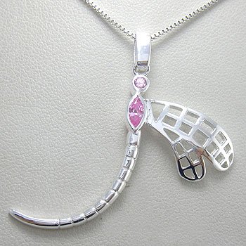 925 Sterling Silver Pink CZ Pendent