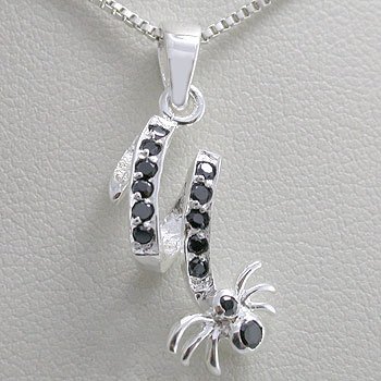 925 Sterling Silver Black Sapphire CZ Pendant