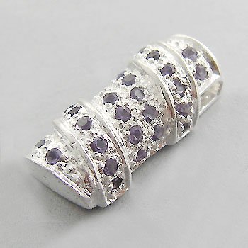 925 Sterling Silver With Amethyst CZ Pendant !!