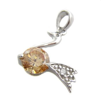925 Sterling Silver With Citrine & White CZ Pendant