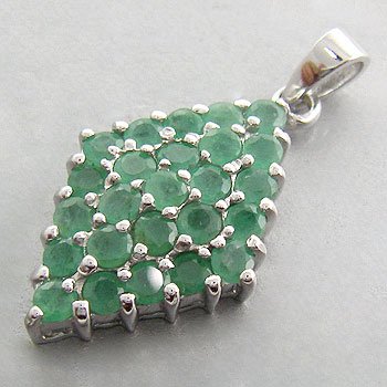 925 Sterling Silver With Genuine Emerald Pendant