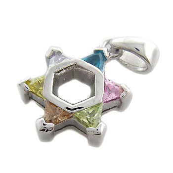 925 Sterling Silver With Multi Color Stone CZ Pendant