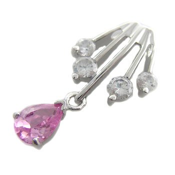 925 Sterling Silver With Pink Sapphire & White CZ Pendant