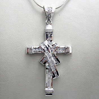925 Sterling Silver With White CZ big and heavy Pendant