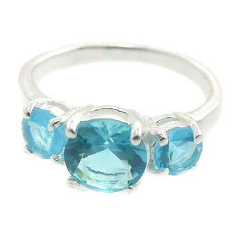 925 Silver with Blue Topaz CZ Ring size 7
