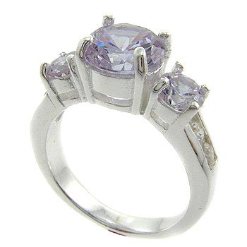 925 Silver with Tanzanite, White CZ Ring size 9