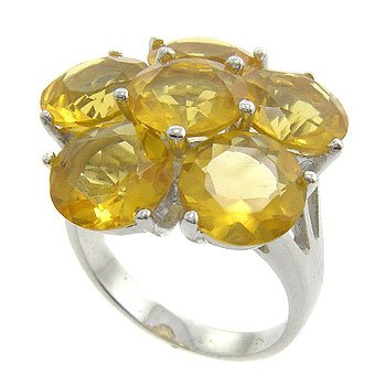 925 Sterling Silver With Citrine CZ Ring size 7