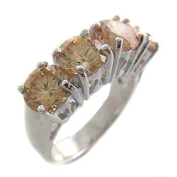 925 Sterling Silver Citrine CZ Ring size 6
