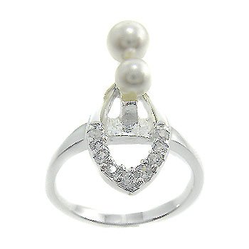 925 Sterling Silver White CZ & Pearl Ring size 8