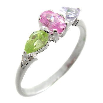 925 Sterling Silver With Multi Color Stone CZ size 6