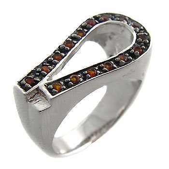 925 Sterling Silver With Orange CZ Ring size 7.5