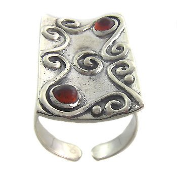 925 Sterling Silver Vintage With Orange Ring size 9