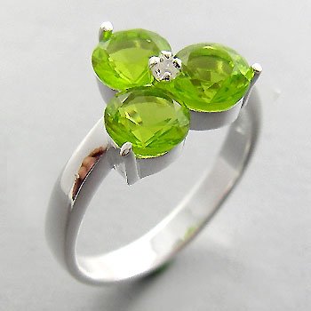 925 Sterling Silver With Peridot CZ & White CZ Ring size 8