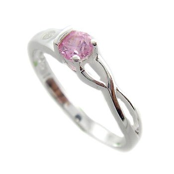 925 Sterling Silver With Pink & White CZ Ring size 6
