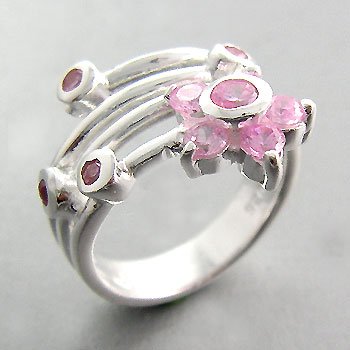 925 Sterling Silver With Pink CZ Ring size 6