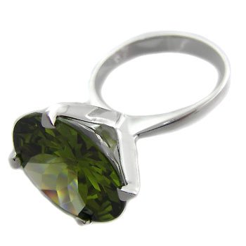 925 Sterling Silver With Tourmaline CZ Ring 6