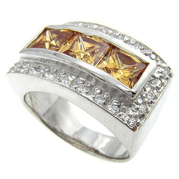 Champagne , White CZ With 925 Sterling Silver Ring size 6