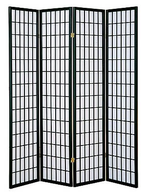 4 Panel Shoji Room Divider Black