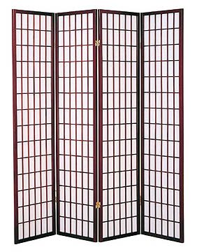 4 Panel Shoji Room Divider Cherry