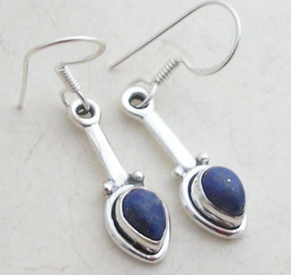 Silver lapis lazuli earrings dangly 925