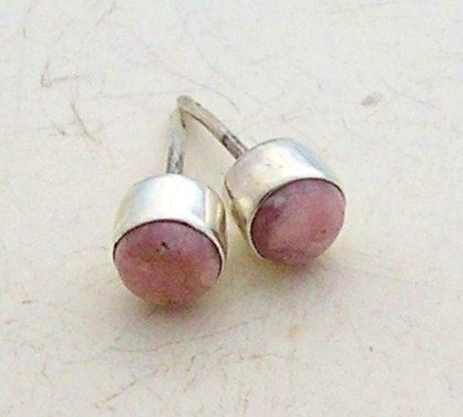Silver rhodochrosite earrings stud