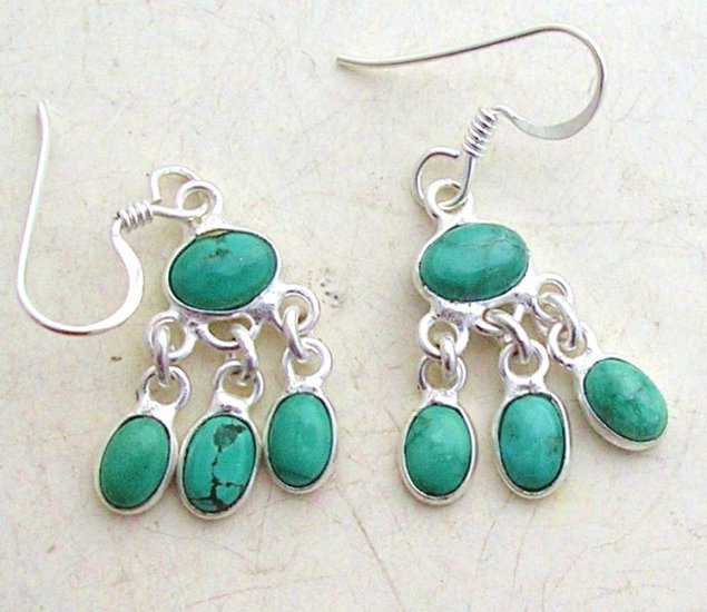 Silver turquoise dangly earrings