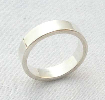 Mens solid silver band ring 5mm square size 7 new