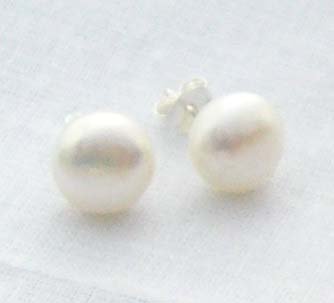 sterling silver fresh water pearl earrings stud 9mm