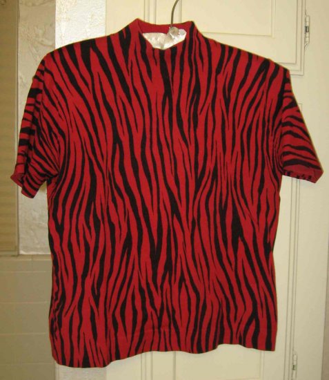 Zebra Pattern Red & Black Short Sleeve Silk Sweater!!