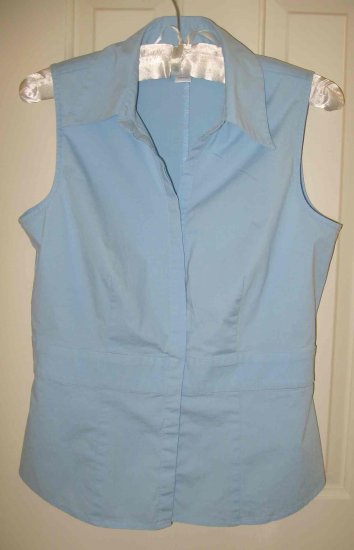 ANN TAYLOR Loft Light Blue Cotton Sleeveless Shirt Sz 4