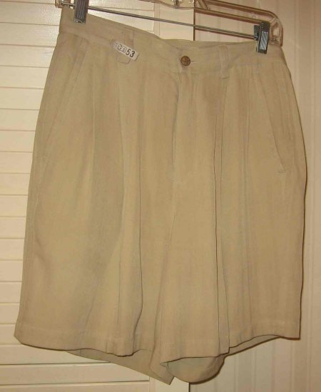 ISLAND REPUBLIC 100% SILK Khaki Shorts Sz 6 Beautiful!!