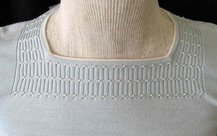 Petite Sophisticate Baby Blue Silk Sweater w/pearl details, sz P, NWT!