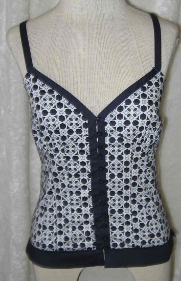 COTE FEMME Sexy Bodice Shirt/Top Navy & Black Sz 4!!