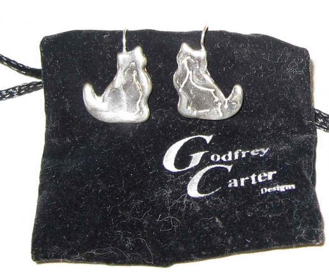 GODFREY CARTER Handmade Silver Cat Earrings - New!!