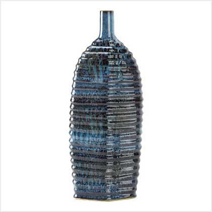 # 39074 Sea-blue swirl vase