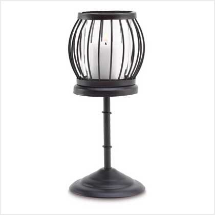 #38651 Birdcage-style candle holder on a pedestal