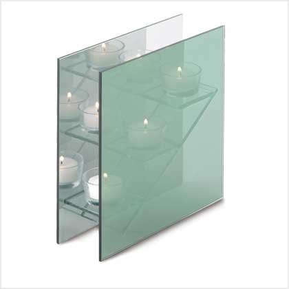 #38589 Three step glass candle holder