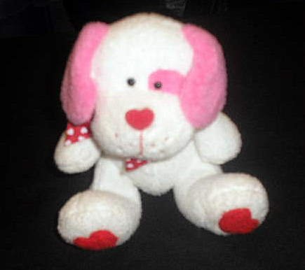 TY Lovesick White Pink Puppy Dog Plush Toy Lovey