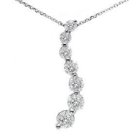 14k White Gold 1.00ct Diamond Journey Pendant Necklace