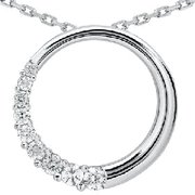 14k White Gold 1.00ct Circle Journey Diamond Pendant